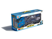 Ikonka Art.KX6681_2 Transporter truck TIR launcher + metal cars police
