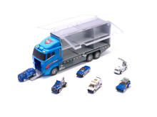 Ikonka Art.KX6681_2 Transporter truck TIR launcher + metal cars police