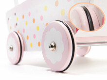 Ikonka Art.KX6494 Bērnu leļļu ratiņi gondola koka bērnu ratiņi rozā krāsā