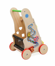 Ikonka Art.KX6495 Vaikiškas vežimėlis medinis lavinamasis kubas 6in1