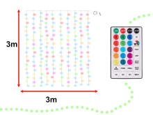 Ikonka Art.KX5722 LED apgaismojums Kāzu dekorēšana 3x3m 200LED USB + tālvadības pults 16 krāsas ar atmiņu