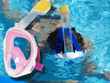 Ikonka Art.KX6131_1 Pilnībā salokāma snorkelēšanas maska S/M rozā krāsā