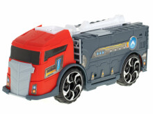 Ikonka Art.KX5994 Transporter veoauto TIR 2in1 parkimismaja tuletõrje + 3 autot punane
