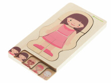 Ikonka Art.KX5957 Puidust mitmekihiline puzzle keha ehitamine montessori tüdruk