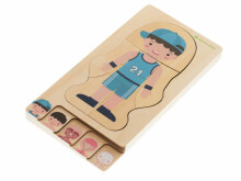 Ikonka Art.KX5957_1 Koka daudzslāņaina puzle montessori ķermeņa veidošanas zēns