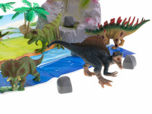 Ikonka Art.KX5840 Gyvūnų figūrėlės dinozaurai 7 vnt. + kilimėlis ir priedai