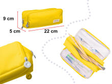 Ikonka Art.KX5673_2 School pencil case triple sachet vanity case 3in1 yellow