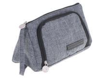 Ikonka Art.KX5672_1 School pencil case double sachet vanity case grey