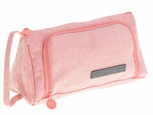 Ikonka Art.KX5672_3 Skolas penālis dubultā maisiņa tualetes futrālis rozā krāsā