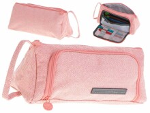 Ikonka Art.KX5672_3 School pencil case double sachet vanity case pink