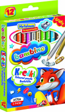 Ikonka Art.KX5487 BAMBINO Mediniai pieštukai su rėmeliu 12 spalvų + galąstuvas