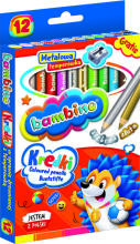 Ikonka Art.KX5487 BAMBINO Wooden-framed pencils 12 colours + sharpener