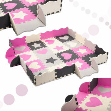 Ikonka Art.KX5420 Putu puzles paklājs / rotaļu komplekts 36el pelēks/rozā 143cm x 143cm x 1cm