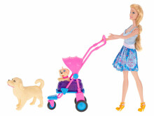 Ikonka Art.KX5451 Leļļu pastaiga ar suņiem bērnu ratiņos