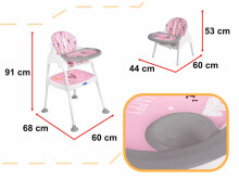 Ikonka Art.KX5317_3 Feeding chair stool stool chair 3in1 pink