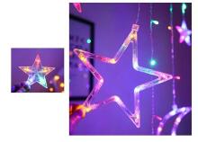 Ikonka Art.KX5247_2 LED mēness aizkaru gaismas zvaigznes 2,5 m 138LED daudzkrāsains