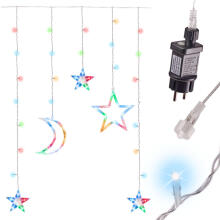 Ikonka Art.KX5247_2 LED mēness aizkaru gaismas zvaigznes 2,5 m 138LED daudzkrāsains