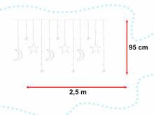 Ikonka Art.KX5247_2 LED kuu kardinatuled tähed 2.5m 138LED mitmevärvilised tuled