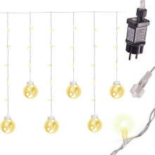 Ikonka Art.KX5245 LED aizkaru gaismas karājas bumbiņas 3m 108LED silti balta