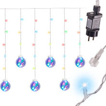 Ikonka Art.KX5245_1 LED aizkaru gaismas karājas bumbiņas 3m 108LED daudzkrāsains