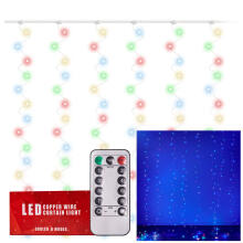 Ikonka Art.KX5242_2 LED gaismas aizkaru aizkaru vads 3x3m 300LED daudzkrāsains