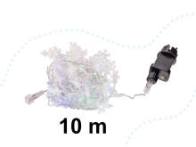 Ikonka Art.KX5240_2 LED sniegpārsliņu ķēdes apgaismojums 10m 100LED daudzkrāsains