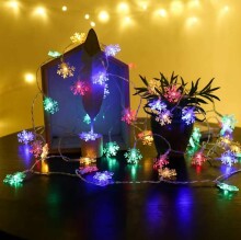 Ikonka Art.KX5240_2 LED snowflake chain lights 10m 100LED multicolour