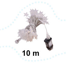 Ikonka Art.KX5237 LED zvaigžņu ķēdes apgaismojums 10m 100LED silti balta