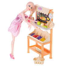 Ikonka Art.KX5150 Müügitüdruk nukk osturetkel supermarketi köögiviljapoes