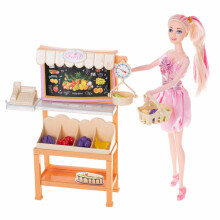Ikonka Art.KX5150 Müügitüdruk nukk osturetkel supermarketi köögiviljapoes