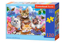 Ikonka Art.KX4802 CASTORLAND Puzzle 120el. Kaķēni ar ziediem