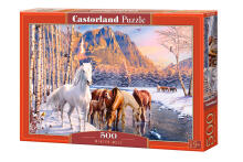 Ikonka Art.KX4783 CASTORLAND Puzzle 500el. Winter Melt - Zirgi ziemas ainava