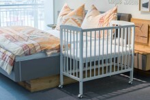 Fillikid Bedside Crib Nino  Art.555-05  White Laste voodi puidust, häll