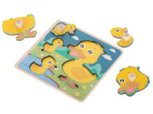 Ikonka Art.KX5368_1 Wooden jigsaw puzzle duck duck