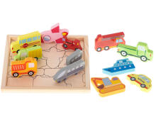 Ikonka Art.KX5313 Wooden jigsaw puzzle match shapes vehicles