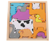 Ikonka Art.KX5313_1 Wooden jigsaw puzzle match shapes animals