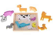 Ikonka Art.KX5313_1 Wooden jigsaw puzzle match shapes animals