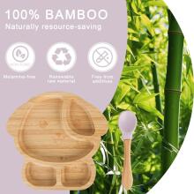 Bamboo Wood Plate Art.148398  Koka šķīvis ar piesūcekni un nodalījumiem