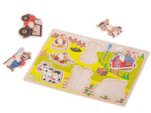 Ikonka Art.KX5366 Wooden jigsaw puzzle farm tractor cow