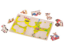 Ikonka Art.KX5366 Wooden jigsaw puzzle farm tractor cow