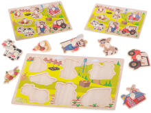 Ikonka Art.KX5366 Wooden jigsaw puzzle farm tractor cow