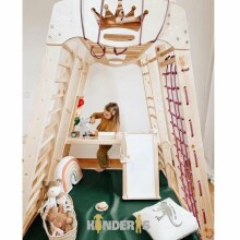Kinderis Gudrutis  Art.A-UA-LAK-NER-GUDR-3 Деревянная спортивно-игровая площадка со скоростным катком и гимнастическими кольцами (Высокое качество)