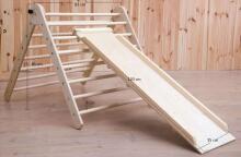 Kinderis Montessori Climber Art.L-UA-LAK-80-1  Koka kāpšanas trīsstūris ar divpusēju slidkalniņu 80 cm (Izcila kvalitāte)