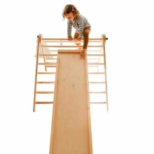 Kinderis Montessori Climber Art.L-UA-LAK-80-1  Koka kāpšanas trīsstūris ar divpusēju slidkalniņu 80 cm (Izcila kvalitāte)