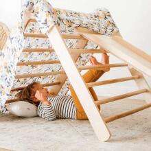 Kinderis Montessori Climber Art.L-UA-LAK-80-1  Koka kāpšanas trīsstūris ar divpusēju slidkalniņu 80 cm (Izcila kvalitāte)