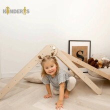 Kinderis Montessori Climber Art.PPK-WH-001  Koka kāpšanas trīsstūris ar divpusēju slidkalniņu 80 cm (Izcila kvalitāte)