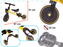 Ikonka Art.KX5377_1 Trike Fix Mini cross-country tricycle 3in1 with pedals yellow