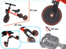 Ikonka Art.KX5377_2 Trike Fix Mini cross-country tricycle 3in1 with pedals red