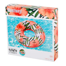 Ikonka Art.KX6099_1 BESTWAY 36237 Wheel inflatable flowers leaves white-pink