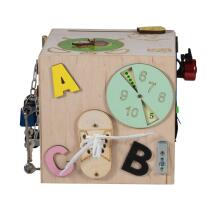 Ikonka Art.KX4631 Wooden sensory manipulation cube 20.5cm